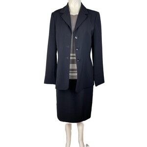Caslon Career Blazer 3-Button Fully Lined Suit Jacket Sz 6 and Skirt Black Sz 10
